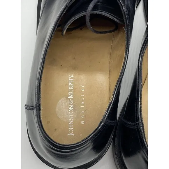 Johnston &amp; Murphy Black Lace Up Shoes Made In Italy ( Model #15-5265) Size 12