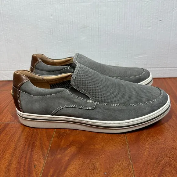 Johnston &amp; Murphy Bowling Moc Venetian Men's 12M Gray Memory Foam Slip On Shoes