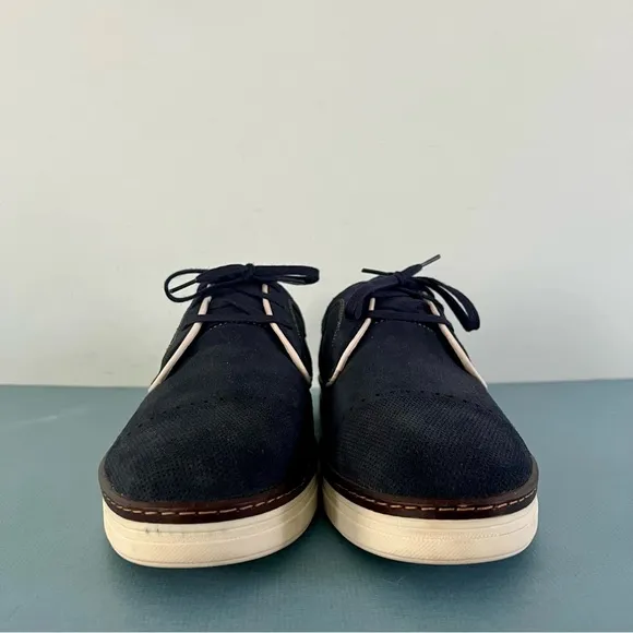 Johnston &amp; Murphy Denby Navy Blue Suede Cap Toe Lace Up Oxford Shoes