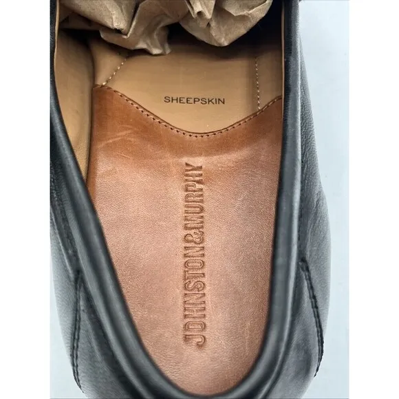 Johnston Murphy Men's 11M Hawkins Venetian Glove Black Leather Loafer  Sheepskin