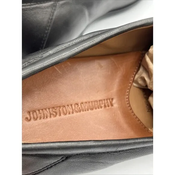 Johnston Murphy Men's 11M Hawkins Venetian Glove Black Leather Loafer  Sheepskin