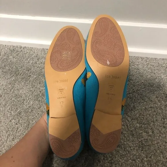 Jon Josef Blue and Yellow Retro Gatsby Pineapple Print Slip On Loafers