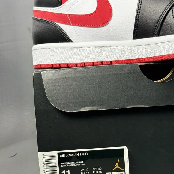 Jordan 1 Mid Gym Red Black White athletic sneaker shoes men’s size 11