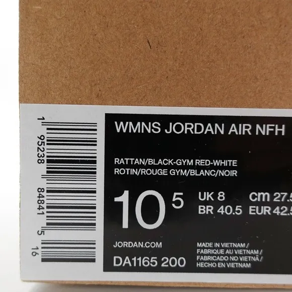 Jordan Air NFH Womens Sneakers Size 10.5 DA1165 200 Rattan Gym Red