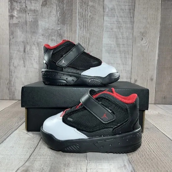 Jordan Max Aura 4 (TD) Baby's Sneaker Black Gym Red-White Size 5C DQ8402-061