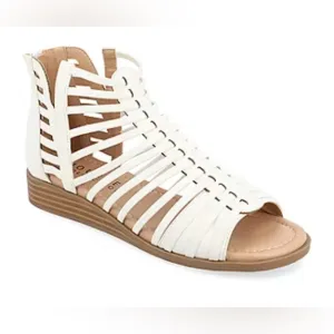 Journee Collection Womens Delilah Gladiator Sandals. Size 6.5WD. Color: White
