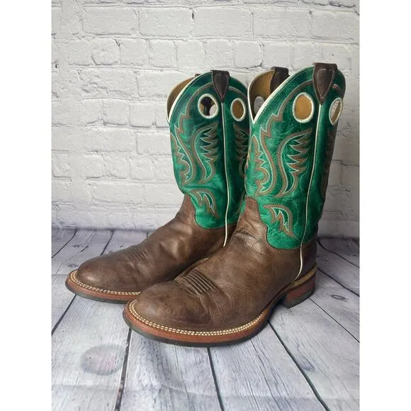 Justin Mens Bent Rail Boot America Cow Foot Double Stitched Wide Round Toe 9