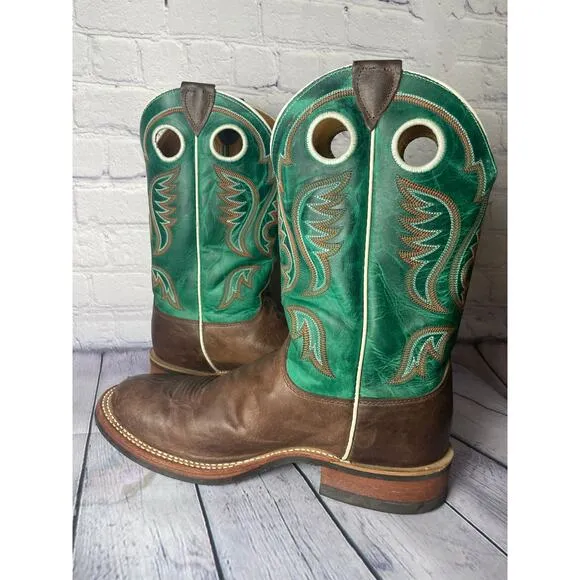 Justin Mens Bent Rail Boot America Cow Foot Double Stitched Wide Round Toe 9