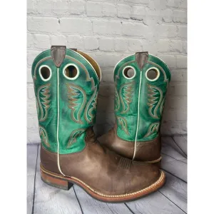 Justin Mens Bent Rail Boot America Cow Foot Double Stitched Wide Round Toe 9