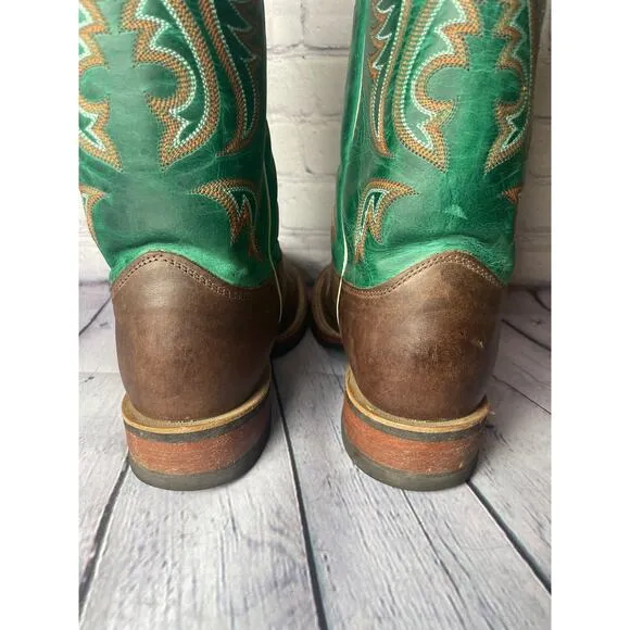 Justin Mens Bent Rail Boot America Cow Foot Double Stitched Wide Round Toe 9