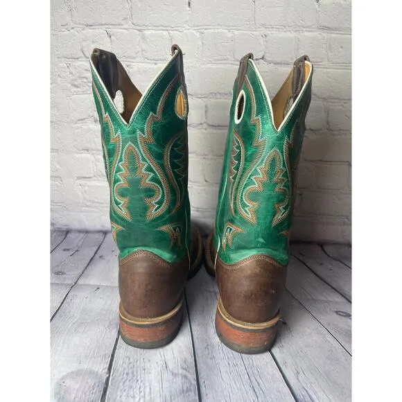 Justin Mens Bent Rail Boot America Cow Foot Double Stitched Wide Round Toe 9