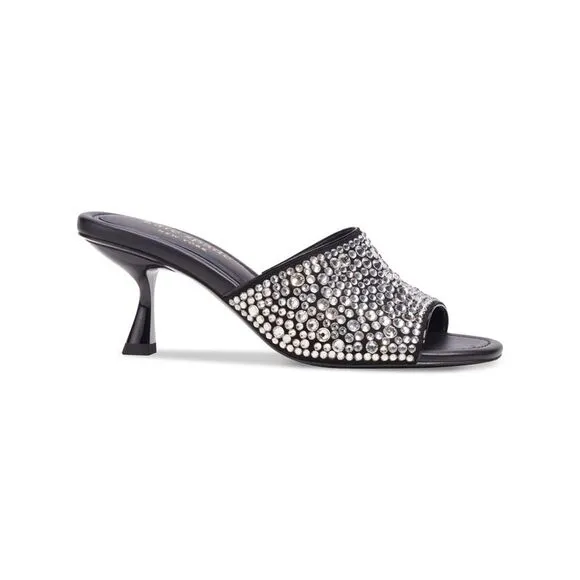 KATE SPADE NEW YORK Womens Black Crystal Malibu Slip On Sandals Shoes 5.5 B