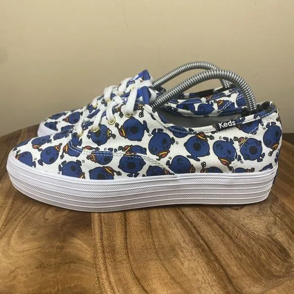 Keds Little Miss Bossy Womens Triple Deck White And Blue Size 7 Shoes