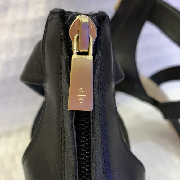 Kenneth Cole stilettos w/gold trim around front; excellent condition, 8 medium