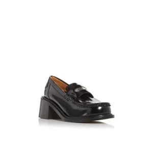KENZO Womens Black Apron Notched Fringed Kiltie Slip On Leather Loafers Shoes 5