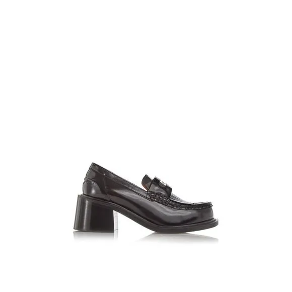 KENZO Womens Black Apron Notched Fringed Kiltie Slip On Leather Loafers Shoes 5