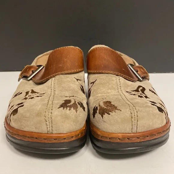 KLOGS Austin Taupe Suede Tapestry Clog Shoes Sz 9