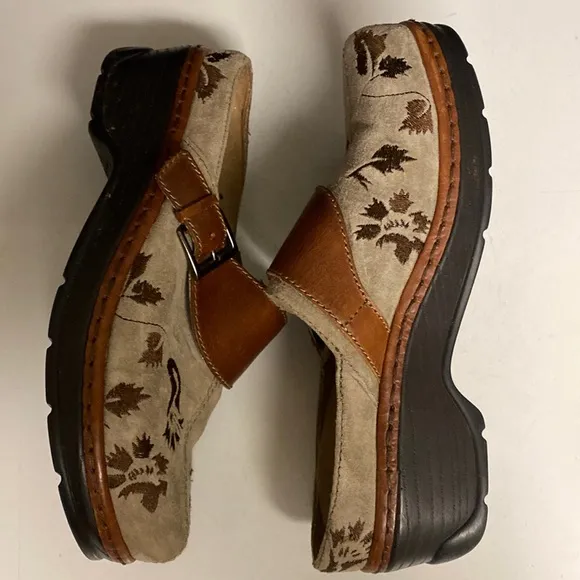 KLOGS Austin Taupe Suede Tapestry Clog Shoes Sz 9