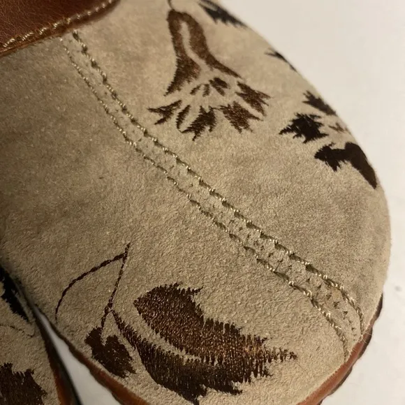 KLOGS Austin Taupe Suede Tapestry Clog Shoes Sz 9