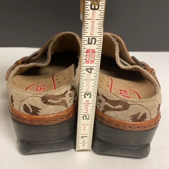 KLOGS Austin Taupe Suede Tapestry Clog Shoes Sz 9