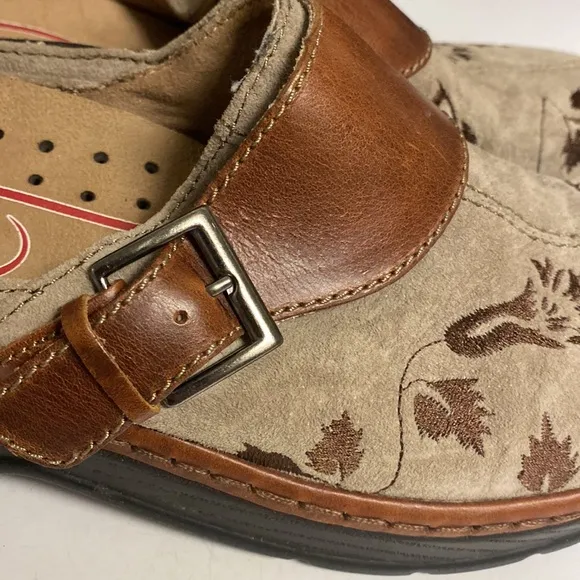KLOGS Austin Taupe Suede Tapestry Clog Shoes Sz 9