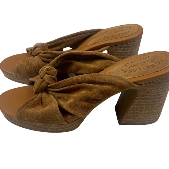 Kork-Ease Tan Brown Haya Heel Suede Sandals Size 10