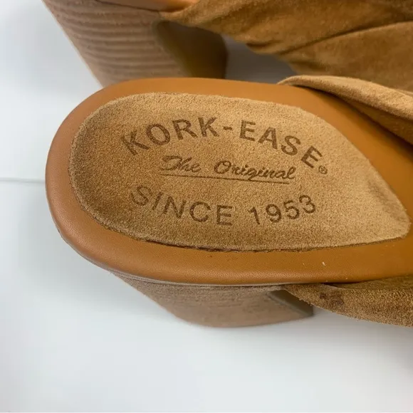 Kork-Ease Tan Brown Haya Heel Suede Sandals Size 10