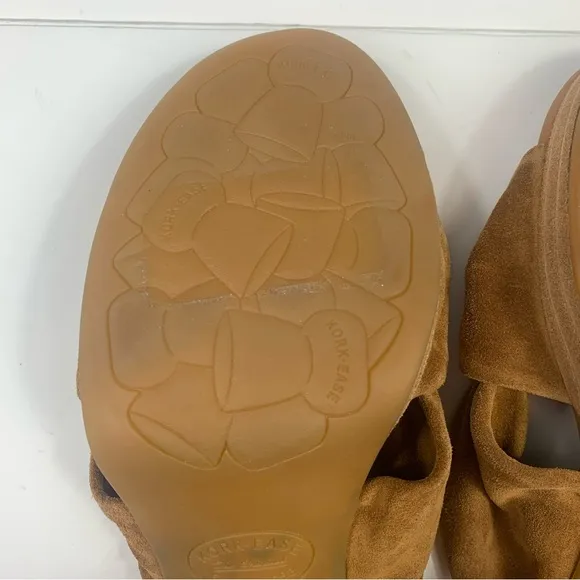 Kork-Ease Tan Brown Haya Heel Suede Sandals Size 10