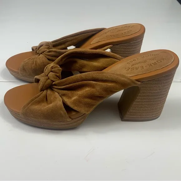 Kork-Ease Tan Brown Haya Heel Suede Sandals Size 10