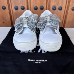 Kurt Geiger‎ Mini Laney Bow Crystal Girls Shoes Velcro Slip On, Size 1 M