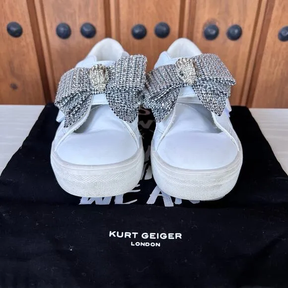 Kurt Geiger‎ Mini Laney Bow Crystal Girls Shoes Velcro Slip On, Size 1 M