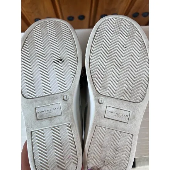 Kurt Geiger‎ Mini Laney Bow Crystal Girls Shoes Velcro Slip On, Size 1 M