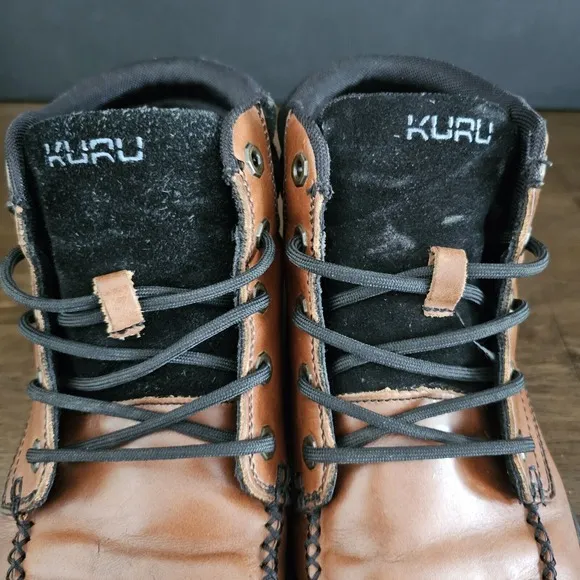 KURU Men's Quest Smokestack Brown Leather Cushioned Ankle Hiking Boots Size 9.5