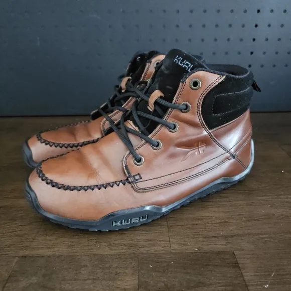 KURU Men's Quest Smokestack Brown Leather Cushioned Ankle Hiking Boots Size 9.5