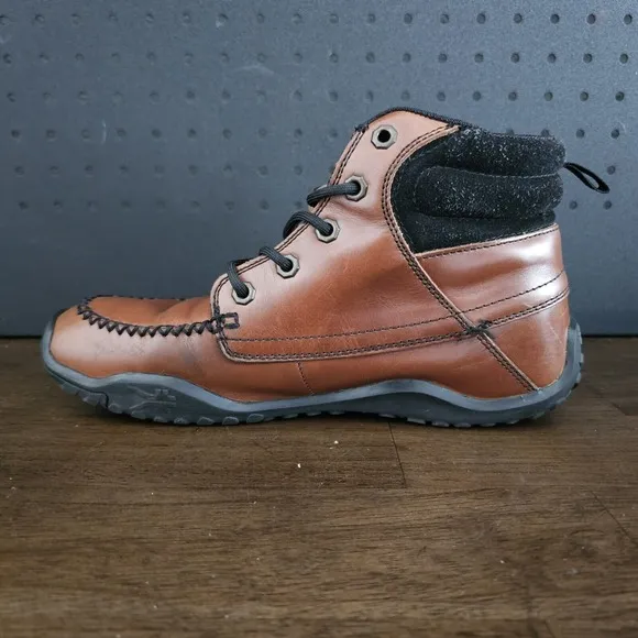 KURU Men's Quest Smokestack Brown Leather Cushioned Ankle Hiking Boots Size 9.5