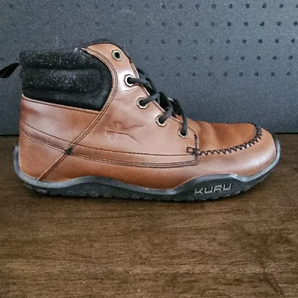KURU Men's Quest Smokestack Brown Leather Cushioned Ankle Hiking Boots Size 9.5