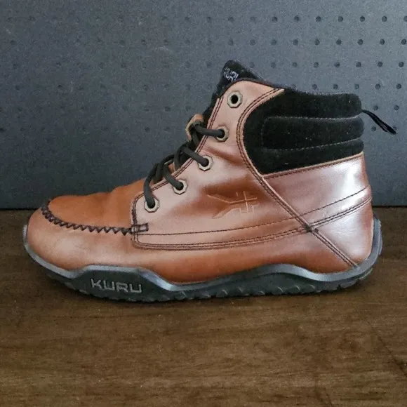 KURU Men's Quest Smokestack Brown Leather Cushioned Ankle Hiking Boots Size 9.5