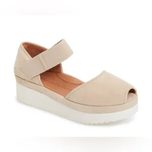 L'amour Des Pieds Amadour Suede Platform Sandal Beige Size 10