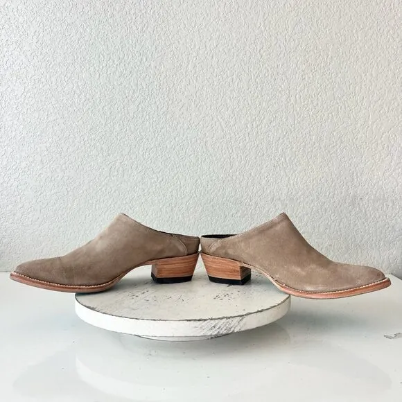 Lane Plain Jane Mule Womens 10 Tan Suede Cowboy Boots Western Wear Slip On Short