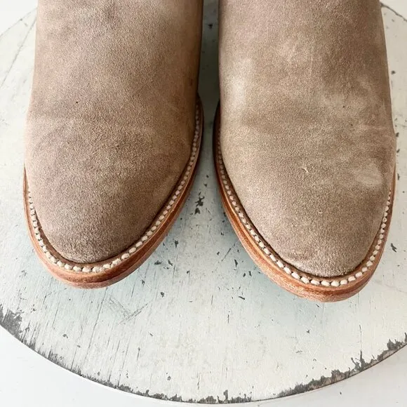 Lane Plain Jane Mule Womens 10 Tan Suede Cowboy Boots Western Wear Slip On Short