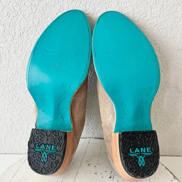 Lane Plain Jane Mule Womens 10 Tan Suede Cowboy Boots Western Wear Slip On Short