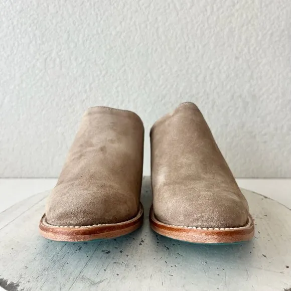 Lane Plain Jane Mule Womens 10 Tan Suede Cowboy Boots Western Wear Slip On Short