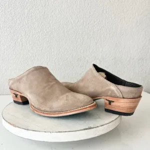 Lane Plain Jane Mule Womens 10 Tan Suede Cowboy Boots Western Wear Slip On Short