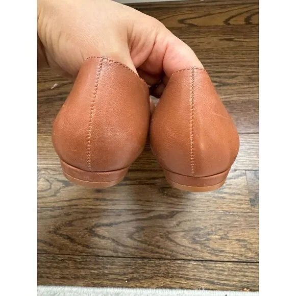 LARROUDE Maria Leather Flat in Caramel