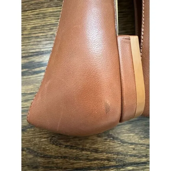 LARROUDE Maria Leather Flat in Caramel