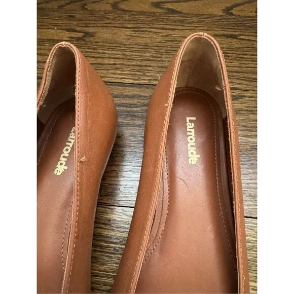 LARROUDE Maria Leather Flat in Caramel