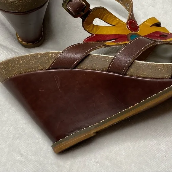 L'Artiste by Spring Step Ronella Multi Strap Leather Wedge Sandals