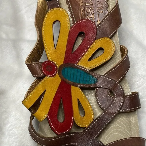 L'Artiste by Spring Step Ronella Multi Strap Leather Wedge Sandals