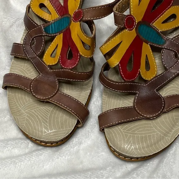 L'Artiste by Spring Step Ronella Multi Strap Leather Wedge Sandals