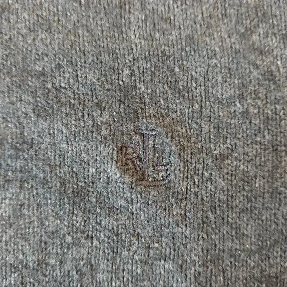 Lauren Ralph Lauren Silk Cashmere Sweater Womens Small Gray Turtleneck Monogram,